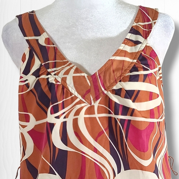 Banana Republic Women's Abstract V-Neck Sleeveless Midi Sheath Dress Size 0 - Picture 2 of 12